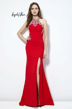 Style ANG52118 Angela and Alison Red Size 14 Train Plus Size Prom Floor Length Side slit Dress on Queenly