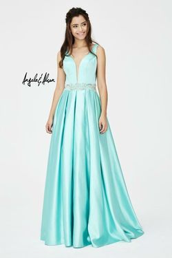 Style 81016 Angela & Alison Blue Size 14 Plus Size Turquoise A-line Dress on Queenly