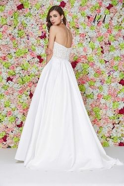 Style ANG680166 Angela and Alison White Size 16 Prom Ivory Beaded Top A-line Dress on Queenly