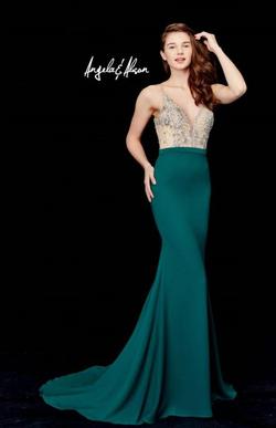 Style ANG74018 Angela & Alison Green Size 12 Lace Plus Size Mermaid Dress on Queenly