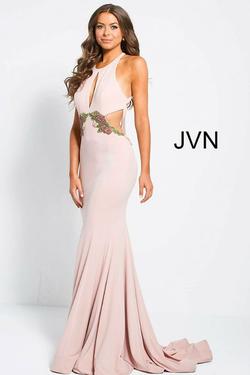 Style JVN49374 Jovani Pink Size 4 Green Side slit Dress on Queenly