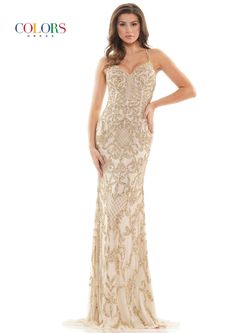 Style K119 Colors Gold Size 16 Pageant Flare Sequined Mermaid Dress on Queenly