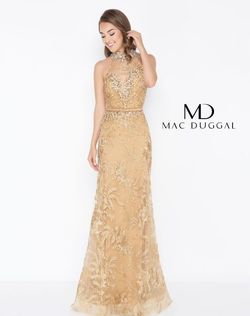 Style MDM16466 Mac Duggal Gold Size 6 Floor Length Mermaid Dress on Queenly