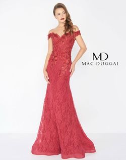 Style MDR41266 Mac Duggal Red Size 14 Prom Lace Mermaid Dress on Queenly