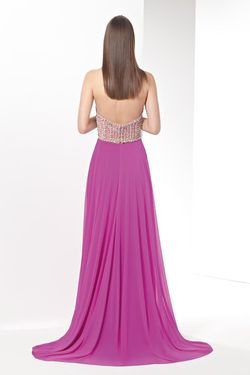 Style P534 Eleni Elias Hot Pink Size 6 Jewelled Floor Length Tulle A-line Dress on Queenly