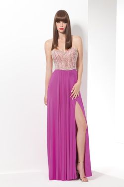 Style P534 Eleni Elias Hot Pink Size 6 Tulle Beaded Top Floor Length A-line Dress on Queenly