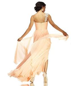 Style R9785 Riva White Size 12 Peach A-line Dress on Queenly
