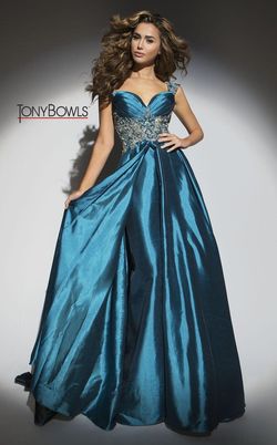 Style TB117222 Tony Bowls Blue Size 8 Prom Tall Height A-line Dress on Queenly