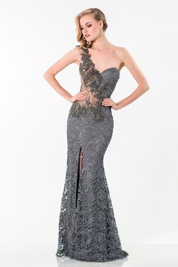 Style 1521E0431 Terani Silver Size 6 A-line Dress on Queenly