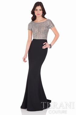 Style 1622E1554 Terani Black Size 10 Tall Height Mermaid Dress on Queenly
