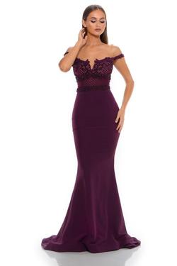 Style VICTORIA M Portia and Scarlett Purple Size 10 Black Plunge Mermaid Dress on Queenly
