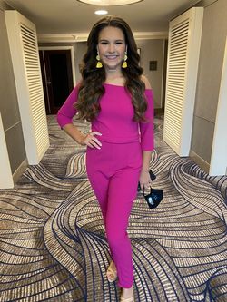 Jovani Hot Pink Size 6 Custom Jumpsuit Dress on Queenly