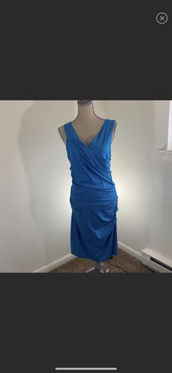 Diane Von Furstenberg Blue Size 12 Midi Cocktail Dress on Queenly