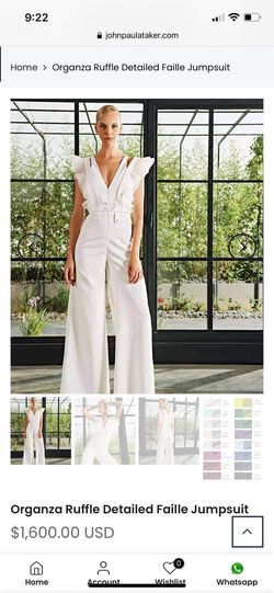 John Paul Ataker White Size 0 V Neck Jumpsuit Dress on Queenly