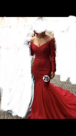 MoriLee Red Size 2 Sequin Floor Length Mermaid Dress on Queenly