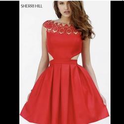 Sherri Hill Red Size 0 Lace Cocktail Dress on Queenly