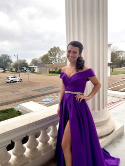 Rachel Allan Purple Size 4 Side Slit Ball gown on Queenly