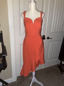 Le Chateau Orange Size 8 Coral $300 Floor Length Mermaid Dress on Queenly