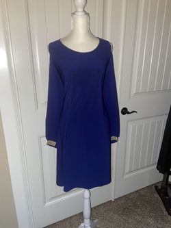 MSK Blue Size 10 Sleeves Military Floor Length A-line Dress on Queenly