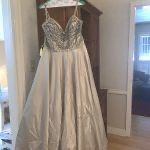 Mori Lee Nude Size 14 Flare Blue Ball gown on Queenly