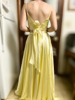 Sherri Hill Yellow Size 2 Silk Side slit Dress on Queenly