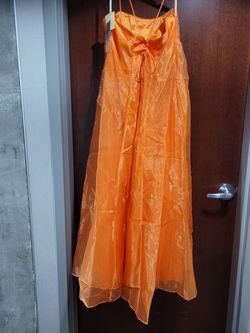 Style 6001 Lenovia Prom Orange Size 18 Black Tie Floor Length Tall Height Plus Size A-line Dress on Queenly