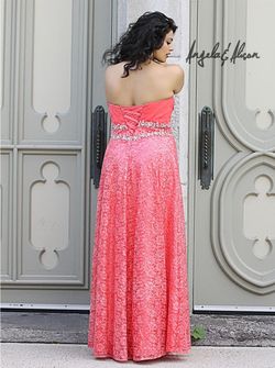 Style 41096W Angela and Alison Pink Size 18 Plus Size Prom Corset Floor Length A-line Dress on Queenly