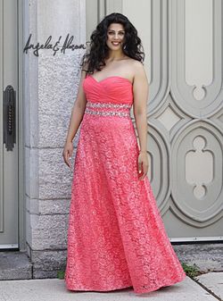 Style 41096W Angela and Alison Pink Size 18 Plus Size Prom Corset Floor Length A-line Dress on Queenly