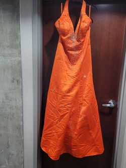 Style 8252 MoriLee Orange Size 18 Floor Length Tall Height Plus Size A-line Dress on Queenly