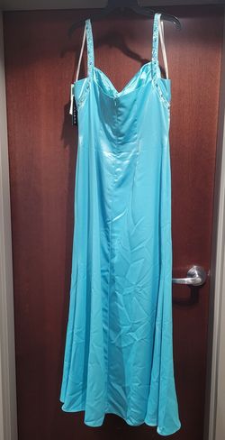 Style 9148 Faviana Blue Size 18 Turquoise Tall Height Floor Length A-line Dress on Queenly