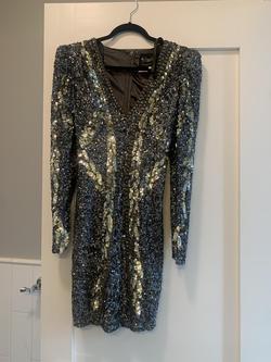 Mac Duggal Silver Size 14 Plus Size Cocktail Dress on Queenly
