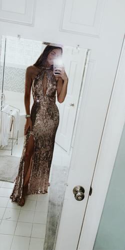Sherri Hill Rose Gold Size 0 Sequin Prom Side slit Dress on Queenly