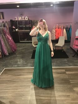 Jovani Green Size 6 Spaghetti Strap Prom A-line Dress on Queenly