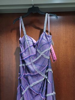 Style AP6068 Mori Lee Paparrazi Purple Size 14 A-line Dress on Queenly