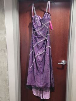 Style AP6068 Mori Lee Paparrazi Purple Size 14 Military Black Tie A-line Dress on Queenly