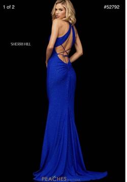 Sherri Hill Blue Size 2 Halter Sorority Formal Boat Neck Straight Dress on Queenly