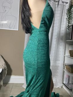 Jovani Green Size 0 Sheer Train Halter Mermaid Dress on Queenly