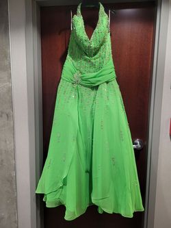 Style 20240 Precious Formals Green Size 14 Plus Size Tall Height Mini 50 Off $300 A-line Dress on Queenly