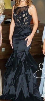 Jovani Black Size 8 Prom Sheer Ruffles Belt Mermaid Dress on Queenly