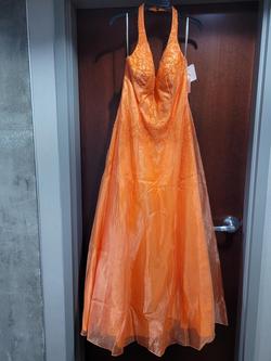 Style K8422D Mac Duggal Orange Size 14 Halter A-line Dress on Queenly