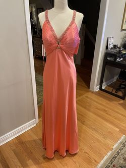 La Femme Orange Size 10 Silk Backless Military Straight Dress on Queenly