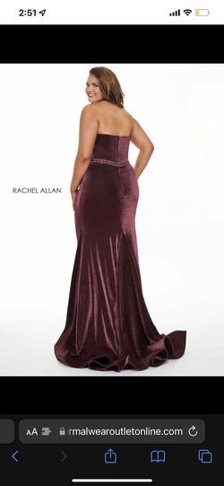 Rachel Allen Red Size 16 Plus Size Shiny Burgundy Mermaid Dress on Queenly
