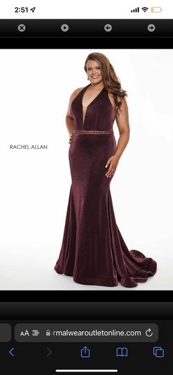 Rachel Allen Red Size 16 Plus Size Shiny Burgundy Mermaid Dress on Queenly
