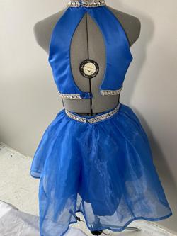 Custom made Blue Size 2 Midi Two Piece $300 Satin Cocktail Dress on Queenly