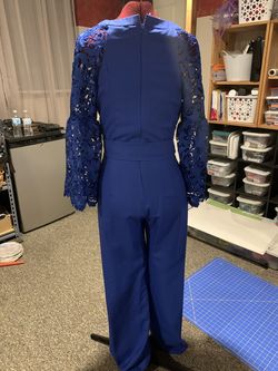 Custom made Blue Size 4 Custom Office Floor Length Jumpsuit Dress on Queenly
