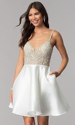 Jovani White Size 4 Spaghetti Strap Backless Cocktail Dress on Queenly