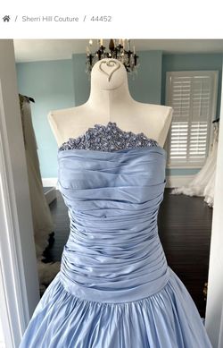 Style 44452 Sherri Hill Light Blue Size 4 Floor Length 50 Off Ball gown on Queenly