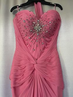 Jovani Pink Size 4 Beaded Top Euphoria Strapless Side slit Dress on Queenly