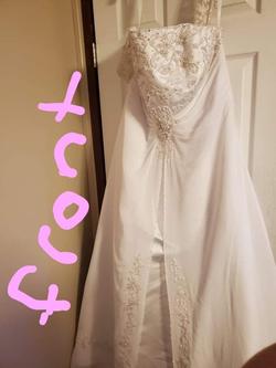 David's Bridal White Size 22 Embroidery Beaded Top A-line Dress on Queenly