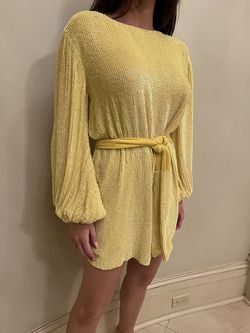 Retrofete Yellow Size 2 Cocktail Boat Neck $300 A-line Dress on Queenly